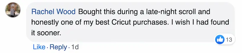 Customer comment from Facebook