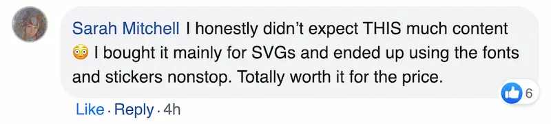 Customer comment from Facebook