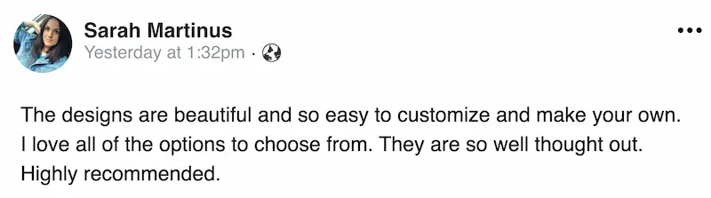 Customer comment from Facebook