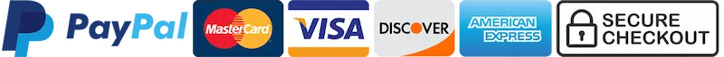 Accepted payment methods — PayPal, Visa, Mastercard, Discover, Amex, Secure Checkout